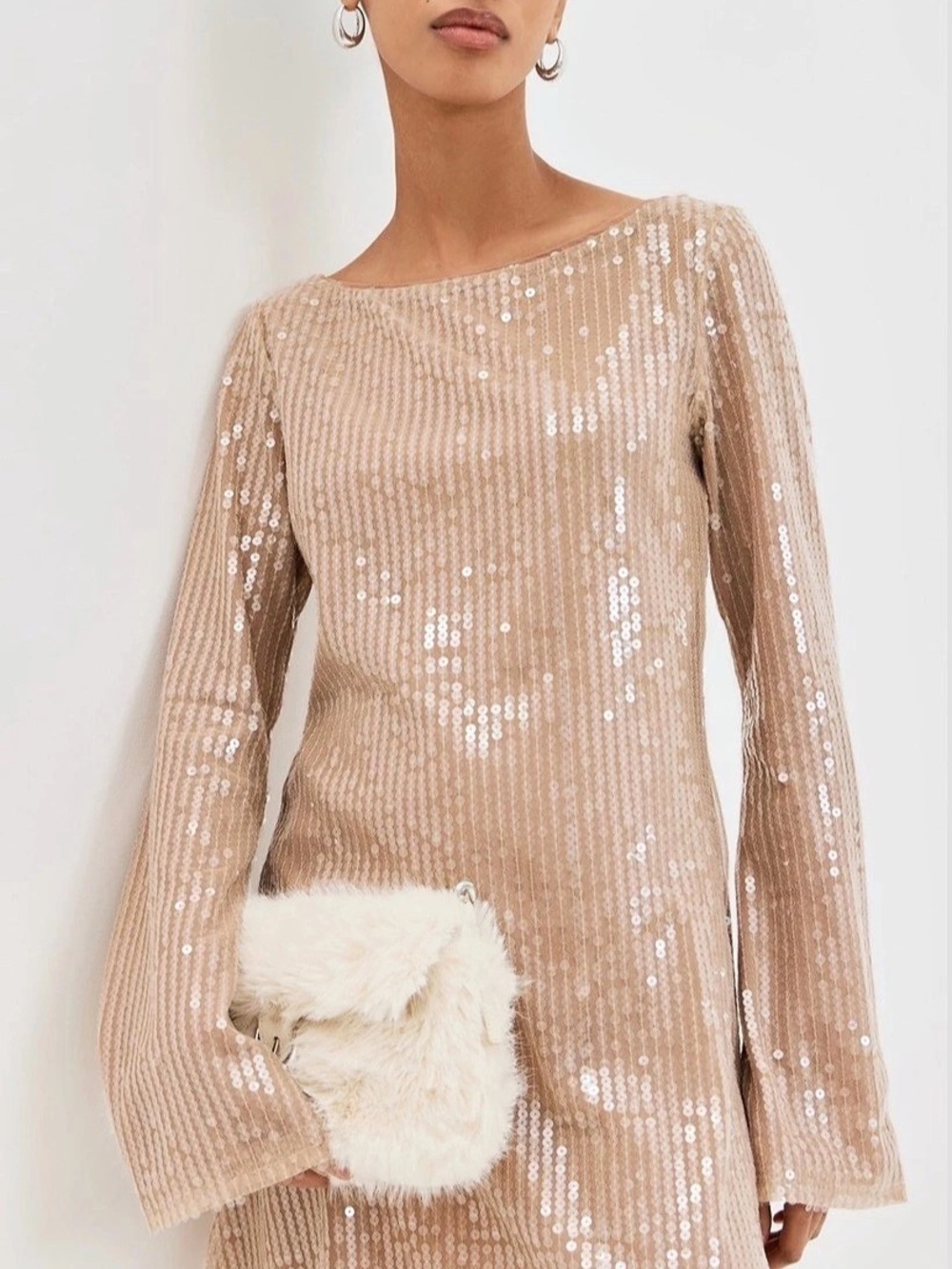Reformation Sereia Sequin Mini Dress Brown